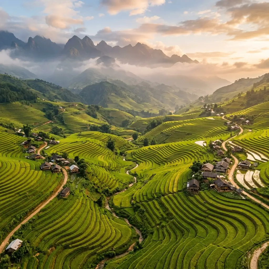 Terraced rice fields in Vietnam